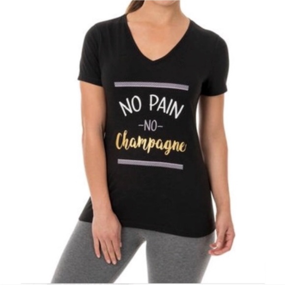 🔴 FINAL MARK ⬇️ - Athletic Works Black Active Top - No Pain No Champagne 🍾 - Picture 1 of 2